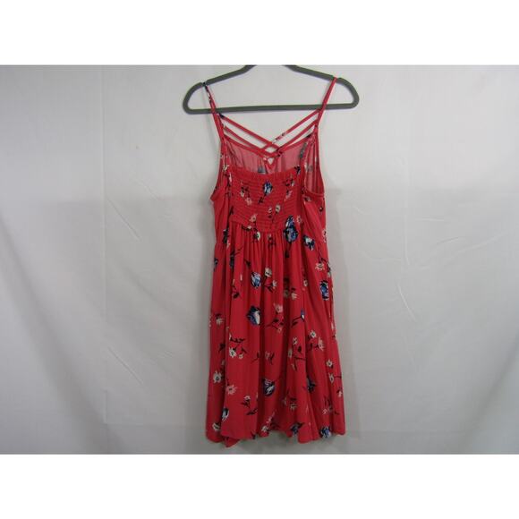 So Heritage Peach Floral Mini Dress sz L Strappy Flowy Boho Cottagecore Fairy - Picture 5 of 12